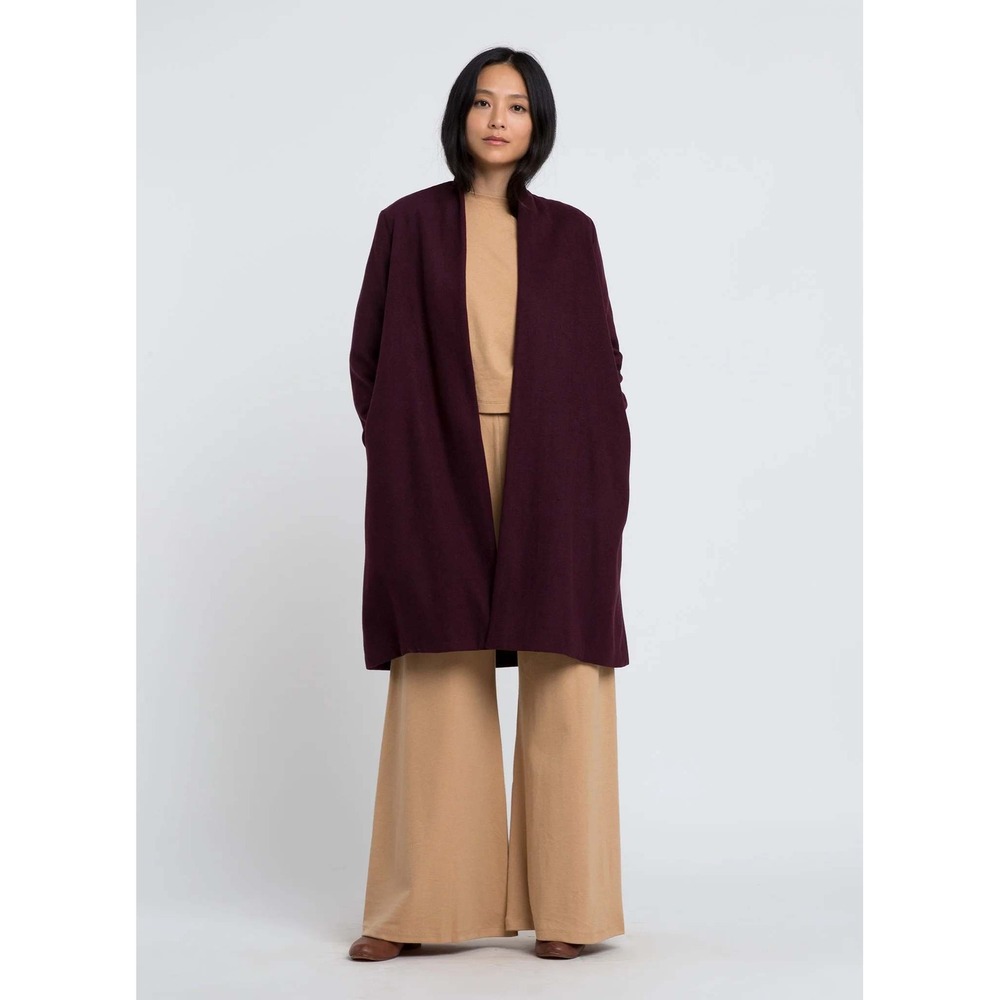 KAAREM Changes Shawl Collar Long‎ Sleeve Jacket Eggplant Size M